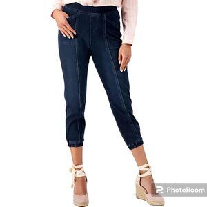 NEW LOGO by Lori Goldstein Women's Denim Knit Utility Joggers Dark Wash size 8